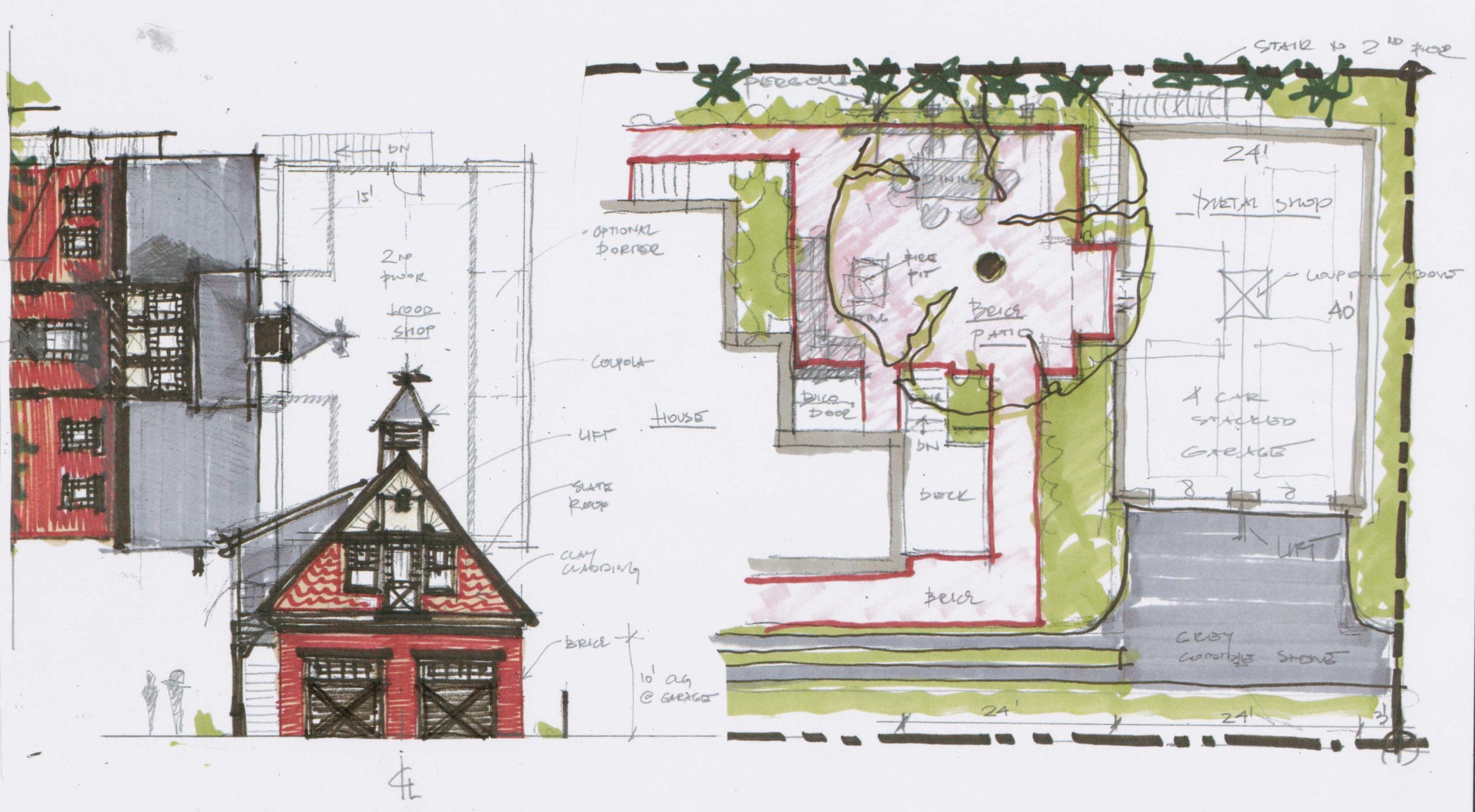 architectural sketch of a house